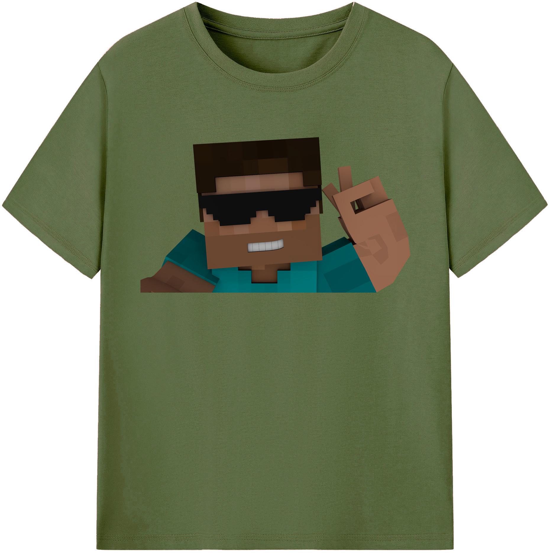 （画像用） マインクラフト ブロックの世界 Minecraft MC Block world 綿100％半袖Tシャツ（フロントプリント）